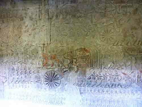 Angkor Wat bas-reliefs. Eastern gallery, North part. Attack of asura's army.