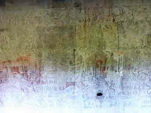 Angkor Wat bas-reliefs. Eastern gallery, North part. Asura's attack.