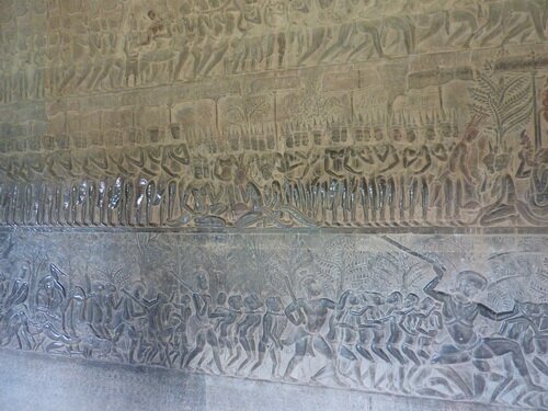 Angkor Wat bus-reliefs. Southern gallery, East part. Yama Judgment.